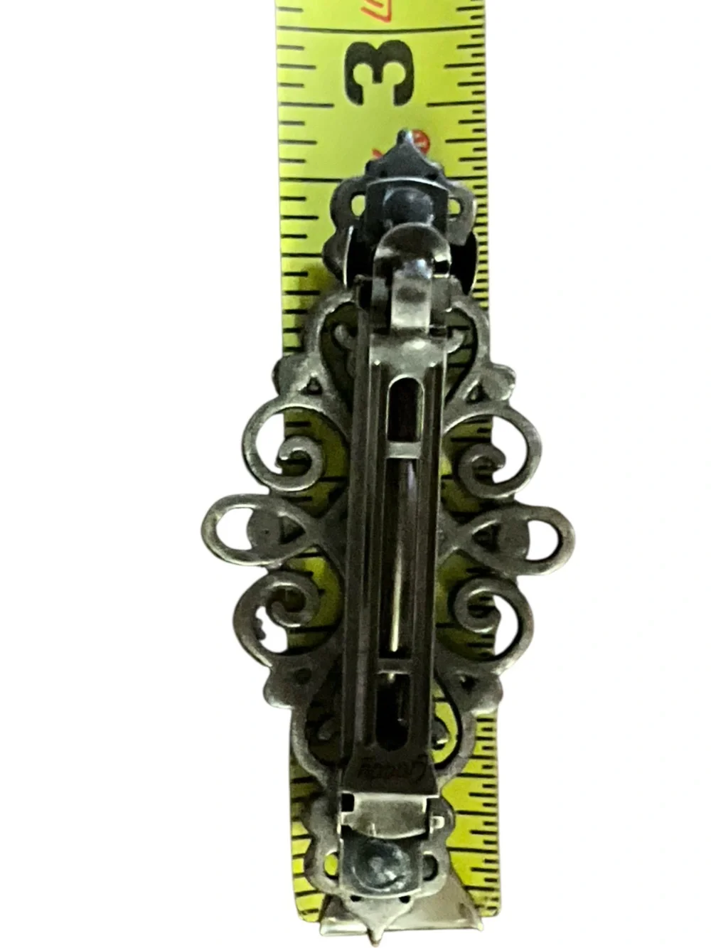 Goody Gothic Rhinestone Filigree Hair Barrette Gunmetal Victorian Style